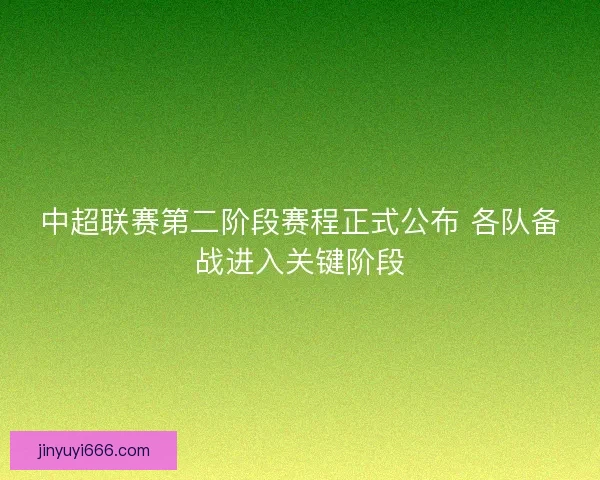 中超联赛第二阶段赛程正式公布 各队备战进入关键阶段 中超联赛第二阶段赛程正式公布 各队备战进入关键阶段