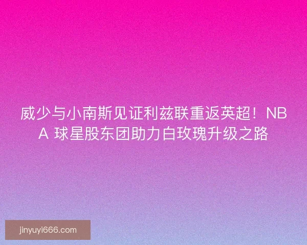 威少与小南斯见证利兹联重返英超！NBA 球星股东团助力白玫瑰升级之路