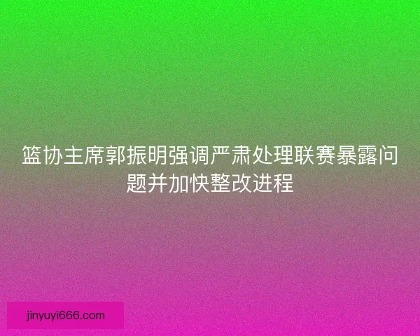 篮协主席郭振明强调严肃处理联赛暴露问题并加快整改进程