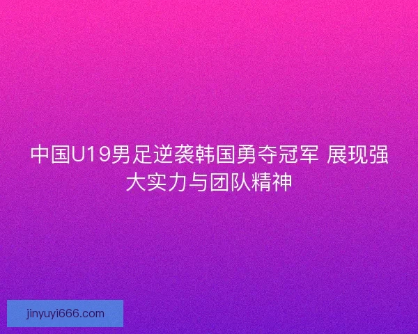 中国U19男足逆袭韩国勇夺冠军 展现强大实力与团队精神 中国U19男足逆袭韩国勇夺冠军 展现强大实力与团队精神
